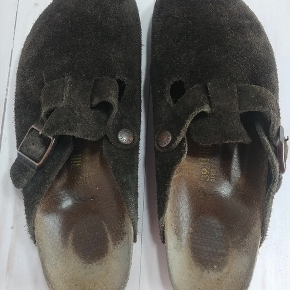Birkenstock Shoes - Mocha Birkenstock Bostom Suede Leather Clogs